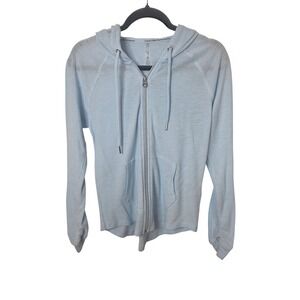 Calvin Klein Performance Womens Light Blue Waffle Knit Full Zip Hoodie XS